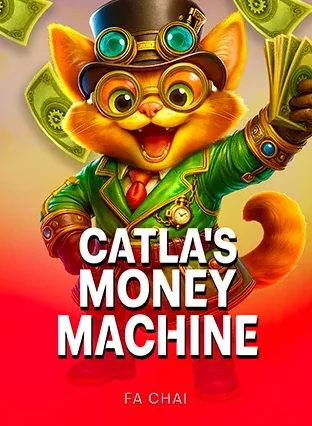 ปกเกม Catla's Money Machine แมวสวมแว่นนักประดิษฐ์ถือเหรียญ
