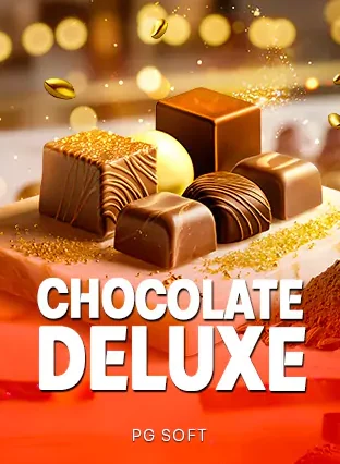 ปกเกม Chocolate Deluxe ก้อนช็อกโกแลตบนพื้นหลังสีน้ำตาลทอง